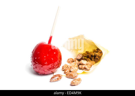 Toffee apple, confetti (isolato) Foto Stock