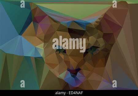 Rosso poligonale cat. Illustrazione Vettoriale Foto Stock