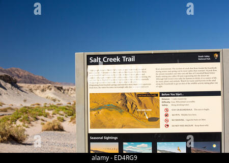 Salt Creek Trail nella Valle della Morte che è il più basso, caldi, arido posto negli USA, con una piovosità media annuale di circa 2 pollici, alcuni anni non riceve alcuna pioggia a tutti. Foto Stock