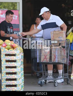 Paul Sorvino negozi a Bristol Farms. Egli dà soldi per un avvocato per raccogliere per una carità contro il bullismo. Paolo è assistita nel suo scarico carrello da un fotografo di paparazzi. Dotato di: Paul Sorvino dove: Los Angeles, California, Regno Stat Foto Stock