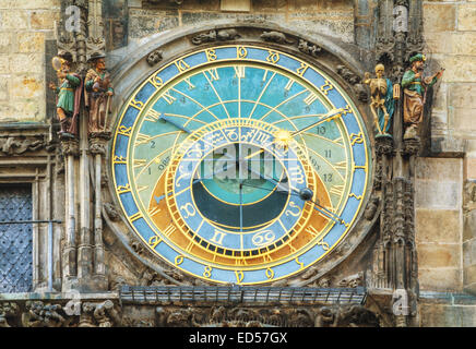 L'Orologio Astronomico di Praga al Vecchio Municipio di Praga Foto Stock