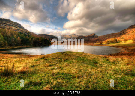 Blea Tarn nel Parco Nazionale del Distretto dei Laghi, Cumbria. Lake District Canvas. Lake District tele. Lake District stampe. Il lago Foto Stock