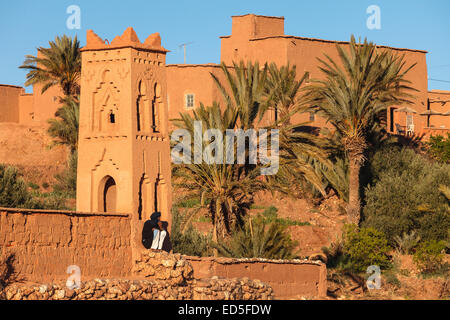 Vista di Ait Ben Haddou. Atlas di montagna. Il Marocco. Il Nord Africa. Africa Foto Stock