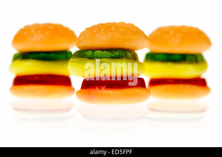 Trolli-hamburger, caramelle gommose che somigliano a hamburger, realizzato da Ferrara Candy Company Foto Stock