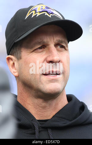 Baltimore, Maryland, Stati Uniti d'America. 28 dic 2014. Baltimore Ravens head coach John Harbaugh presso la partita contro i Cleveland Browns su dicembre 28, 2014 a M&T Bank Stadium. Credito: Debby Wong/ZUMA filo/Alamy Live News Foto Stock