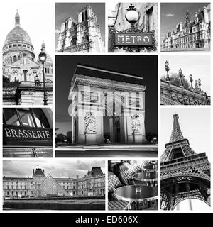 Un collage di Parigi e landmark monumenti - Francia Foto Stock