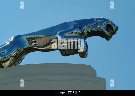 Motori Jaguar emblema, cofano di metallo ornamento Foto Stock