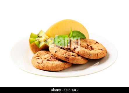 Farina di avena cookies con uvetta e scaglie di cioccolato Foto Stock