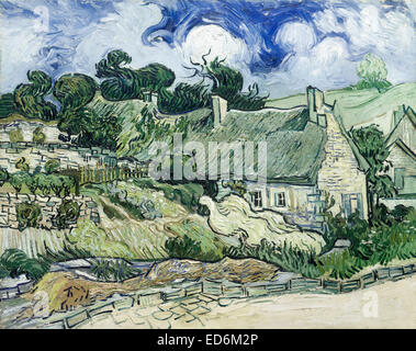 Vincent van Gogh, cottage con il tetto di paglia a Cordeville 1890 olio su tela. Musee d'Orsay, Parigi, Francia. Foto Stock