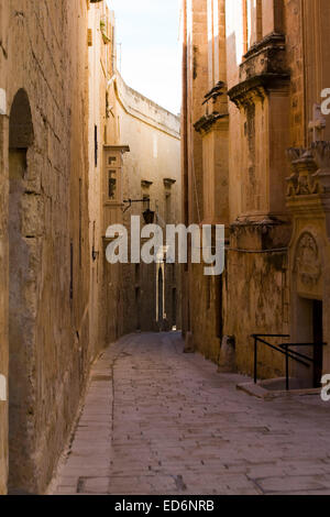 Le case e le aziende nella città silenziosa di Mdina Malta Foto Stock
