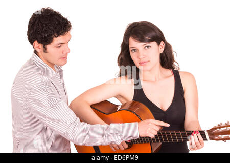 Bella chitarra femmina per studenti e insegnanti Foto Stock