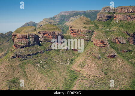 Blyde River Canyon, a tre Rondavels, maggiore Drakensberg, Sud Africa Foto Stock