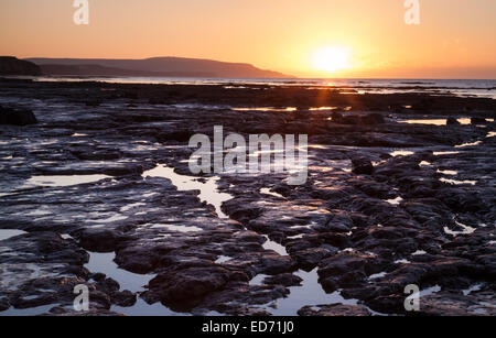 Inverno alba dal Torrente Mensola sull'Isola di Wight Foto Stock