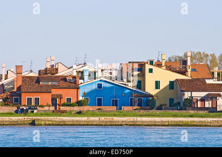 Casa colorati a isola del Lido di Venezia Italia Foto Stock