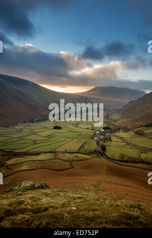 Wasdale in inverno da Kirk cadde guardando verso Wast Water Foto Stock