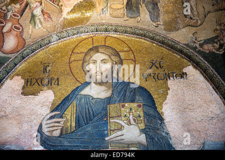 Chiesa di San Salvatore in Chora, il Museo Kariye St Saviour Deesis mosaico di Gesù Cristo, Chalkite Cristo, Istanbul, Turchia Foto Stock