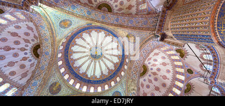 Abbellito ornato delle cupole della moschea Blu, Sultanahmet Camii o Sultan Ahmed moschea di Istanbul, Repubblica di Turchia Foto Stock