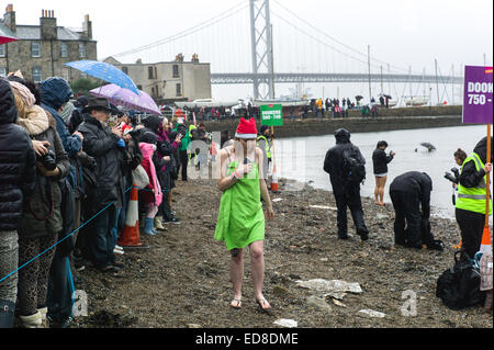 South Queensferry, Edinburgh, Regno Unito. 01 gen 2015. Giorno di nuovi anni nuotare 'Loony Dook' Credit: Keith Lloyd Davenport/Alamy Live News Foto Stock