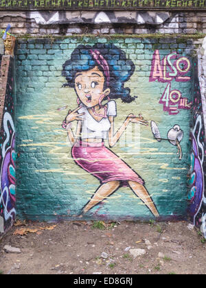 Arte di strada anche dal 40uk in Brick Lane London Inghilterra England Foto Stock