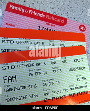 I biglietti con un Regno Unito rail railcard famiglia - Amici & Famiglia Foto Stock