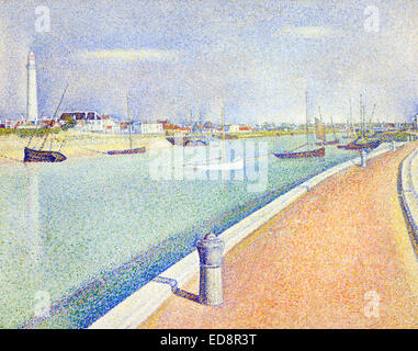 Georges Seurat, il canale di Gravelines, Petit Fort Philippe 1890 olio su tela. Indianapolis Museum of Art, STATI UNITI D'AMERICA. Foto Stock