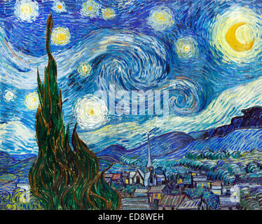 Vincent van Gogh, notte stellata 1889 olio su tela. Il Museo di Arte Moderna di New York, Stati Uniti d'America. Foto Stock