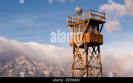 Manzanar War Relocation Center è stato uno dei dieci campi dove il giapponese i cittadini americani e giapponesi residenti stranieri furono internati Foto Stock