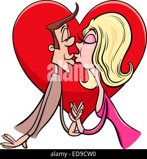 Il giorno di San Valentino Cartoon illustrazione di divertenti Kissing matura in amore Foto Stock