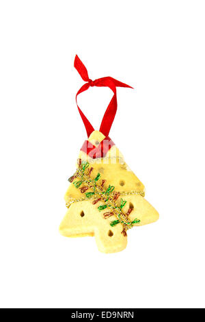 Gingerbread cookie a forma di albero di Natale decorato Foto Stock