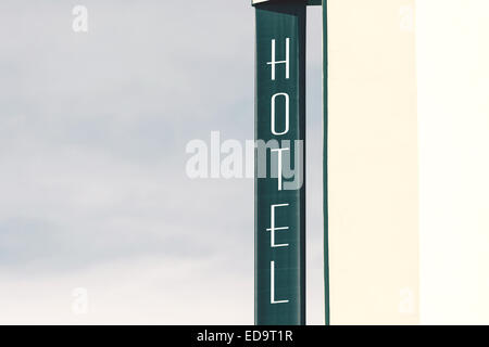 Hotel segno sulla facciata di edificio Foto Stock