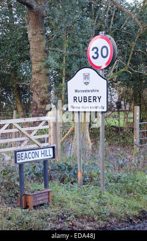 Rubery comune segno, Worcestershire, England, Regno Unito Foto Stock