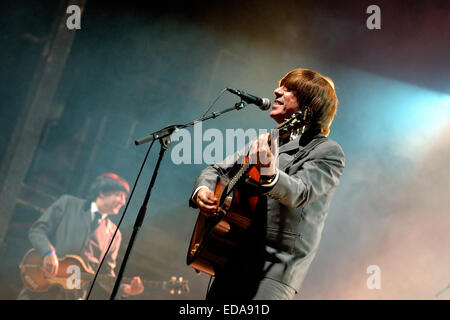 Barcellona - Lug 24: Abbey Road (banda tributo ai Beatles) esegue al Golden Revival Festival il 24 luglio 2014 a Barcellona. Foto Stock