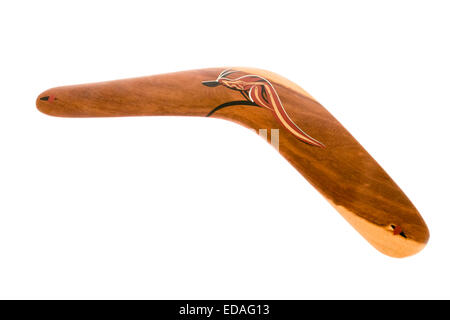 Originale di legno australiano boomerang conn cangaroo verniciato Foto Stock