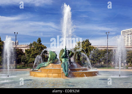 Swann fontana commemorativa AKA: Fontana dei 3 fiumi, Logan Circle, Philadelphia, Pennsylvania Foto Stock