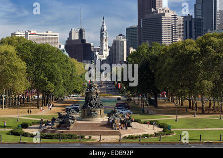 Ben Franklin Parkway, Cerchio Eakins, Philadelphia, Pennsylvania Foto Stock