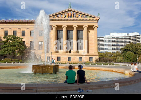 Philadelphia Museum of Art, anteriore plaza, Philadelphia, Pennsylvania Foto Stock