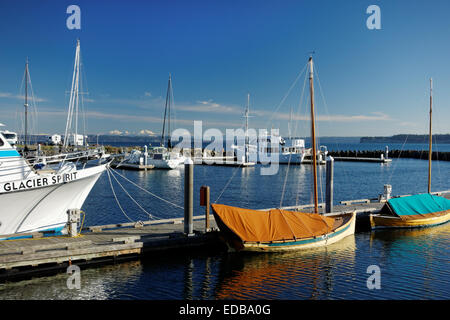 Imbarcazioni al dock, punto Hudson Marina, Porto di Port Townsend, Jefferson County, Washington, Stati Uniti d'America Foto Stock