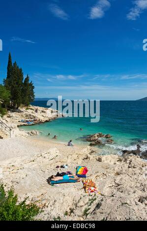 Spiaggia, Rabac, Istria, Croazia Foto Stock