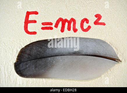 Famosa formula fisica su una vivace sfondo rosso Foto Stock
