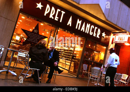 Esterno di un Pret a Manger cafe. Foto Stock