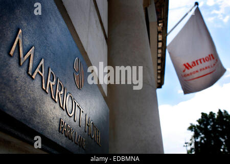 Il Marriott Hotel su Park Lane a Westminster, Londra Foto Stock