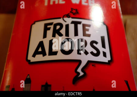 Un menu da Frite Alors a Montreal, in Quebec. Foto Stock