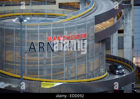 Manchester Shudehill area del centro della città, Arndale car park e il Northern Quarter Foto Stock