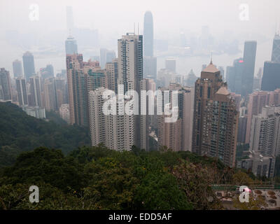 Hong Kong - Vista dal picco, Shan Teng, Hong Kong, Cina. Foto Stock