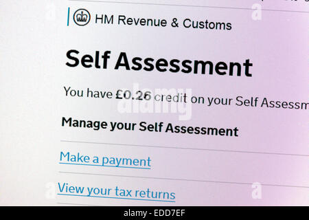 HMRC autovalutazione pagina web online con conto di credito Foto Stock