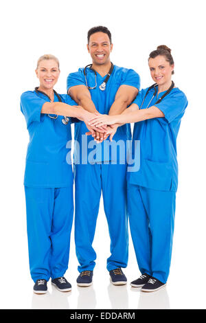 Un gruppo di professionisti del settore sanitario isolato su bianco Foto Stock