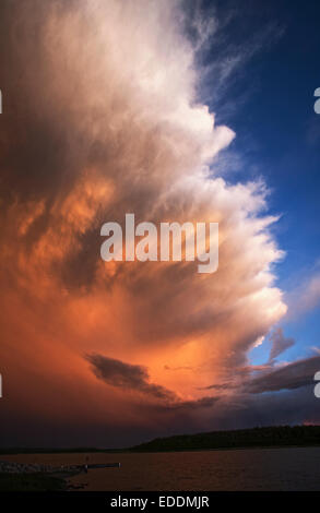 Una nuvola di alta formazione, una tempesta di cloud che riflette la luce del sole. Foto Stock