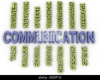 Immagine 3d i problemi di comunicazione concetto parola Sfondo nuvola Foto Stock
