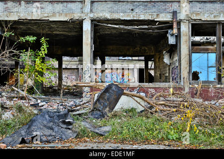 Un po' di lavori di costruzione in corso da parte del nuovo proprietario Fernando Palazuelo al Detroit Packard stabilimento automobilistico. Detroit, MI, Stati Uniti d'America, 25 ottobre 2014. Foto Stock