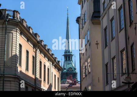 La Chiesa di Santa Chiara o Chiesa di Klara, Klara Kyrka, e gli edifici a Gamla Stan (Città Vecchia), Stoccolma, Svezia Foto Stock